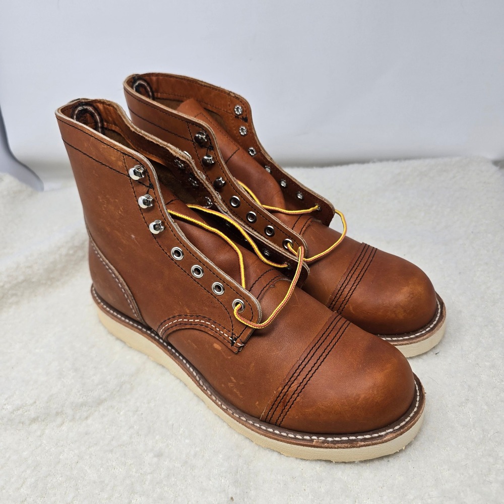 Red Wing Mens 8.5 Oro Brown Leather Iron Ranger Cap Toe Lace Up Boots #8089 NEW